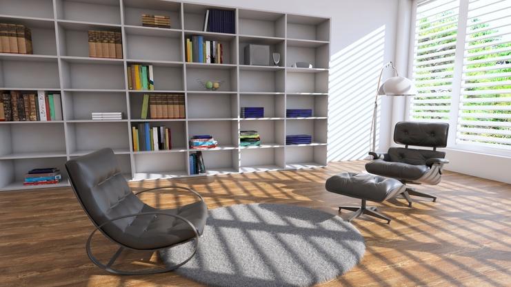 Grosses Wandregal mit vielen offenen Fächern